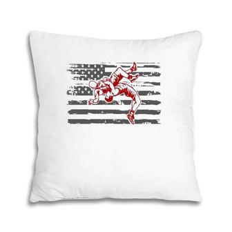 Patriotic American Flag High School College Wrestling Pullover Pillow | Mazezy