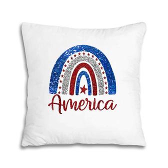 Patriotic Rainbow America Love Usa Scandinavian Rainbow Art Pillow | Mazezy
