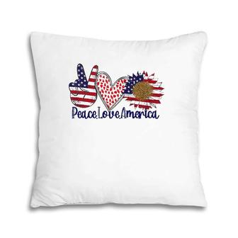 Peace Love America 4Th July Patriotic Sunflower Heart Sign Pillow | Mazezy AU