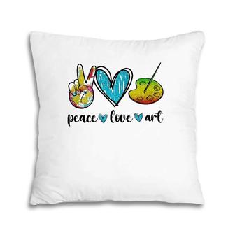 Peace Love Art Painting Palette Funny Art Gifts For Teacher Pillow | Mazezy