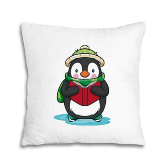 Penguin Book Reading Gif For Bookworm Teachers Pillow | Mazezy