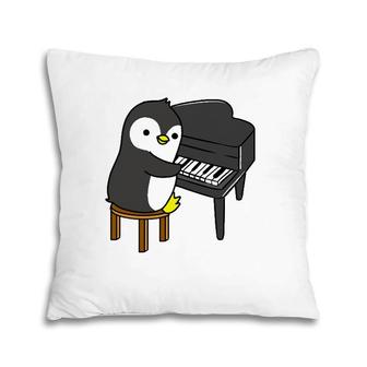 Penguin Playing Piano Pianist Gift Pillow | Mazezy