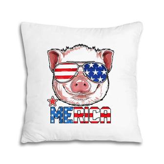 Pig 4Th Of July Merica Men Women Usa American Flag Pillow | Mazezy