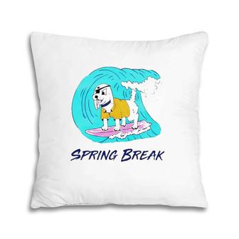 Pirate Dog Spring Break Surfing Dog Beach Vacation Pillow | Mazezy
