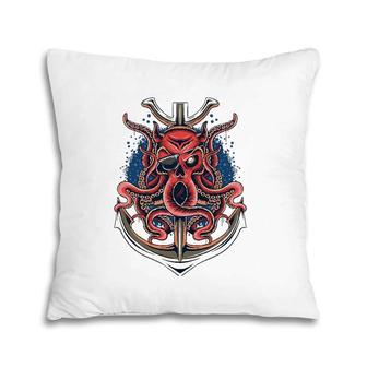 Pirate Octopus One Eyed Skull Face Caribbean Anchor Costume Pillow | Mazezy