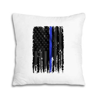 Police Blue Lives Matter Distressed Us Flag Thin Blue Line Pillow | Mazezy