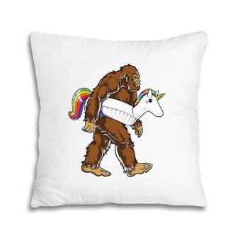 Pool Party Bigfoot Unicorn Sasquatch Float Rainbow Pillow | Mazezy