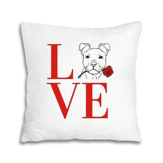 Puppy Love Cute Dog With Rose Spells Love For Dog Lovers Pillow | Mazezy