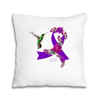 Purple Ribbon Alzheimer's Awareness Hummingbird Pillow | Mazezy
