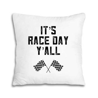 Race Track Checkered Flag Fast Cars It's Race Day Y'all South Pillow | Mazezy CA
