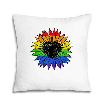 Rainbow Sunflower Lgbt Gay Lesbian Pride Pillow | Mazezy UK