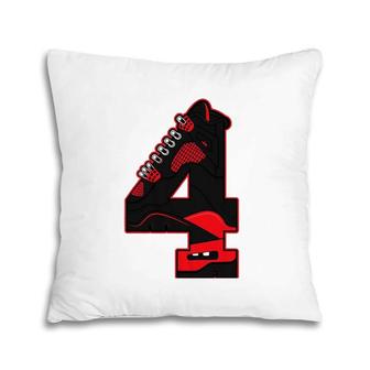 Red Thunder 4S Tee To Match Hiphop Shoes 4 Red Thunder Pillow | Mazezy