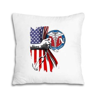 Registered Nurse Rn Personalized Ladies Us Flag Pillow | Mazezy