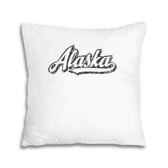Retro Alaska Vintage Sports Tee Design Pillow | Mazezy