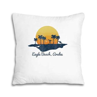 Retro Eagle Beach Aruba Beach Sunset Pillow | Mazezy