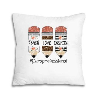 Retro Floral Leopard Teach Love Inspire Paraprofessional Pillow | Mazezy