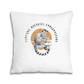 Retro Lemur Wildlife Conservation Animal Lover Gift Pillow | Mazezy