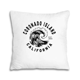 Retro Ocean Wave Coronado Island California Novelty Design Pillow | Mazezy