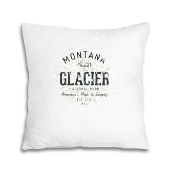 Retro Style Vintage Glacier National Park Pillow | Mazezy