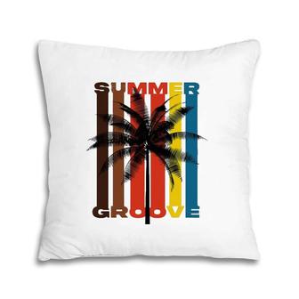 Retro Summer Groove Vintage Pillow | Mazezy