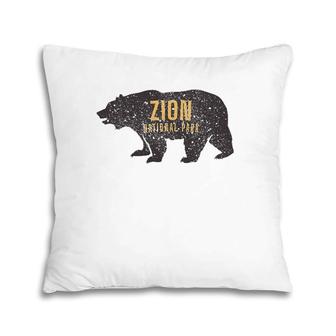 Road Trip Mount Zion National Park Bear Graphic Retro Pillow | Mazezy