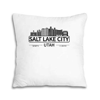 Salt Lake City Utah Cityscape, Travel To Salt Lake City Raglan Baseball Tee Pillow | Mazezy