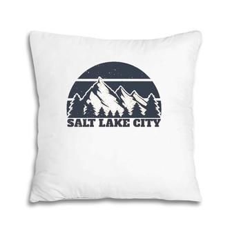 Salt Lake City Utah Vintage Mountain Vacation Group Gift Pillow | Mazezy