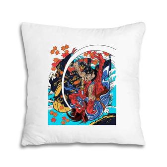 Samurai Killing Oni Ogre Monster Ukiyo-E Japanese Kuniyoshi Pillow | Mazezy