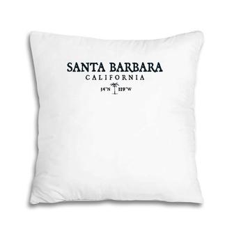 Santa Barbara California Palm Tree Surf Beach Gift Pillow | Mazezy