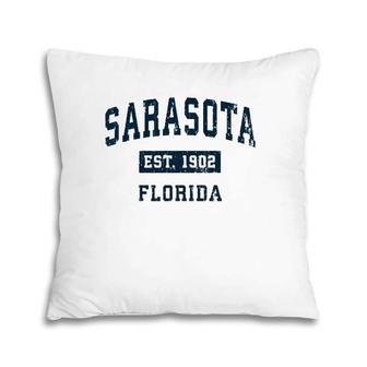 Sarasota Florida Fl Vintage Sports Design Navy Print Pullover Pillow | Mazezy DE