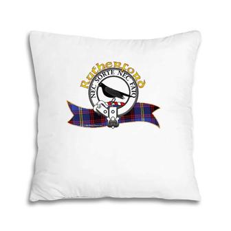 Scottish Rutherford Clan Tartan Crest Swallow Sable Proper Pillow | Mazezy