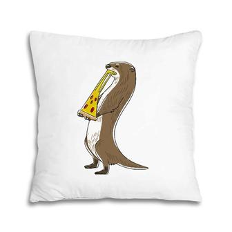 Sea Otter Eating Pizza Funny Animal Snack Food Lover Gift Pillow | Mazezy