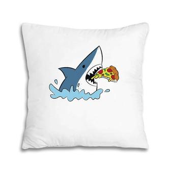 Shark Eating Pizza Cute Pizza Lover Gift Pillow | Mazezy