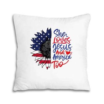She Loves Jesus And America Too Pillow | Mazezy