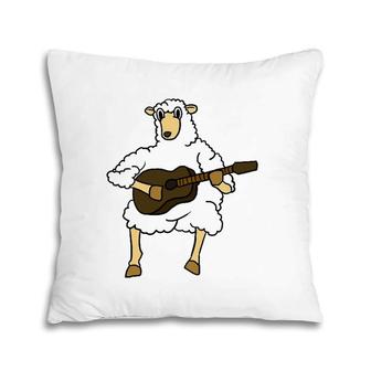 Sheep Playing Guitar Funny Guitarist Cartoon Animal Gift Pillow | Mazezy