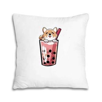 Shiba Inu Boba Bubble Milk Tea Kawaii Japanese Dog Owner Pillow | Mazezy