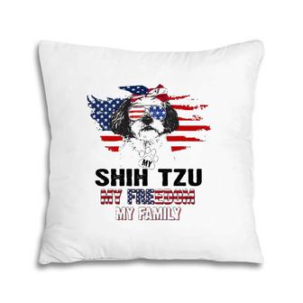 Shih Tzu American Flag - Patriotic Dog Lover Gift Pillow | Mazezy