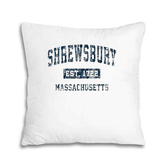 Shrewsbury Massachusetts Ma Vintage Sports Design Navy Print Pillow | Mazezy