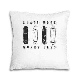 Skate More Worry Less Skateboard Lineup Sketch Pillow | Mazezy