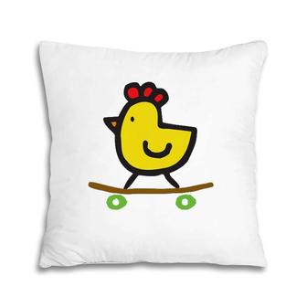 Skateboard Chick- Cute Funny Chicken Pillow | Mazezy
