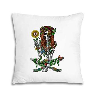Skeleton Hippie Psychedelic Sunflower Nature Floral Women Pillow | Mazezy