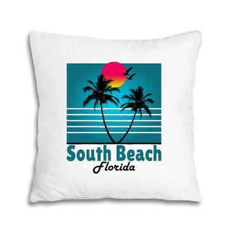 South Beach Miami Florida Seagulls Souvenirs Pillow | Mazezy