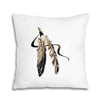 Southwest Native American Indian Tribal Art Colorful Feather Pillow | Mazezy