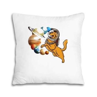 Space Golden Retriever Astronaut Stars Planets And Dog Pillow | Mazezy