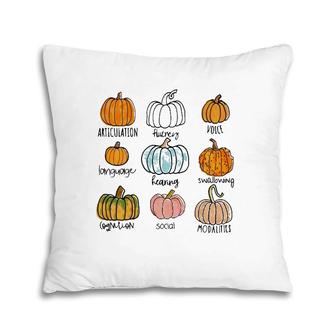 Speech Therapy Halloween Pumpkins For Slp Therapist Pillow | Mazezy