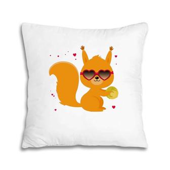 Squirrel Heart Glasses Valentine's Day Squirrel Pillow | Mazezy