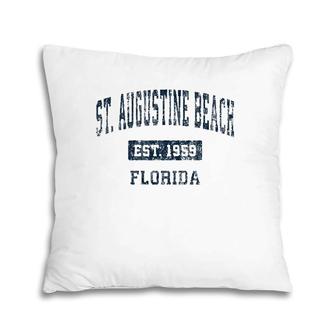 St Augustine Beach Florida Fl Vintage Sports Design Navy Pillow | Mazezy
