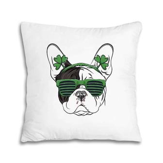 St Patrick's Day French Bulldog Sunglasses Cute Irish Dog Pillow | Mazezy