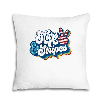 Stars Peace And Stripes Retro America Patriotic 4Th Of July Pillow | Mazezy