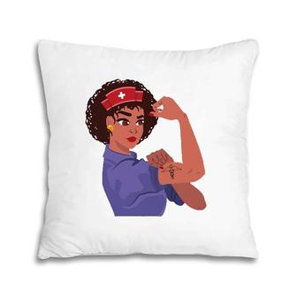 Strong American Black Nurse Lifesaving Angel Hero Pillow | Mazezy